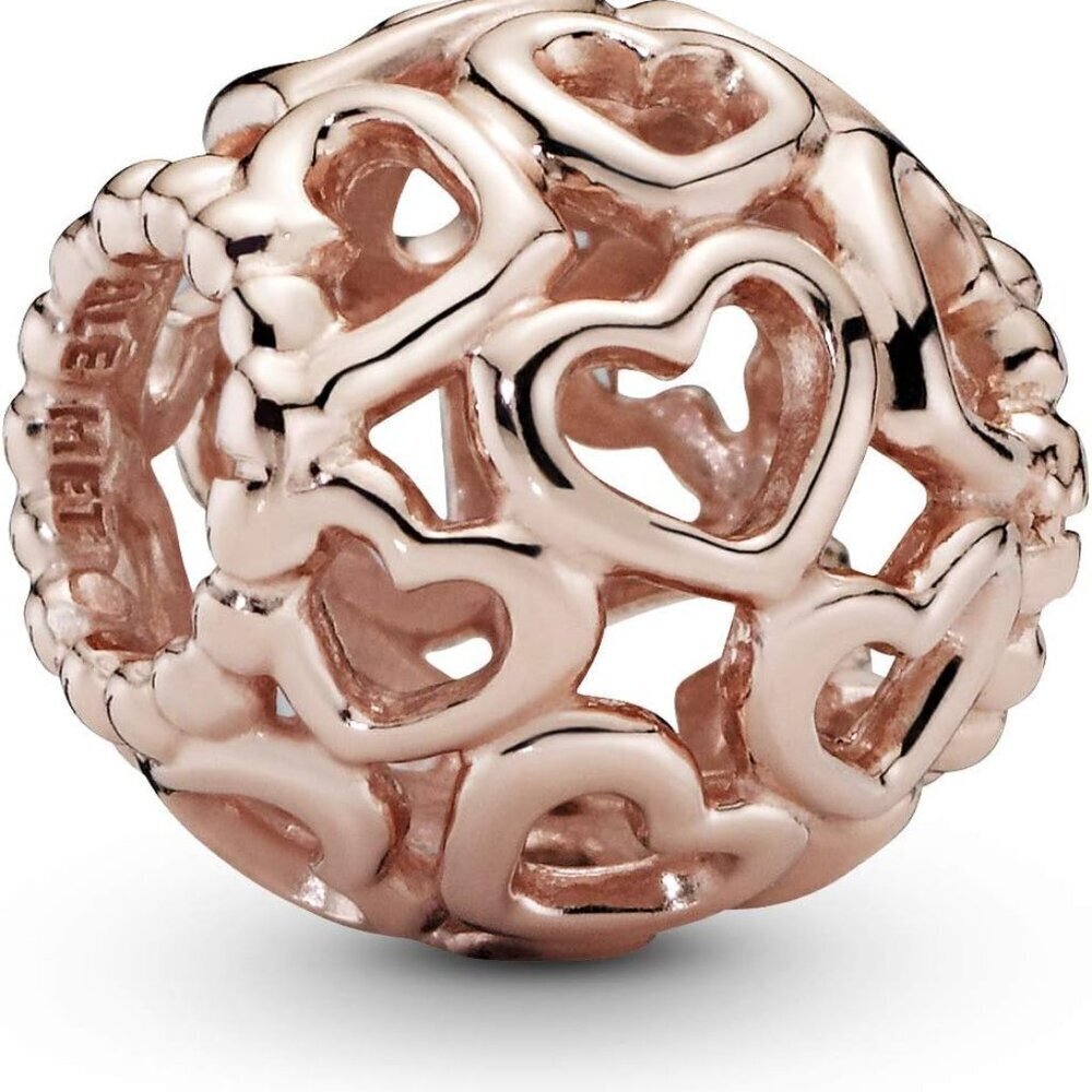 Hearts All Over Charm Rose Gold-Plated for Bracelets Unisex Gift for Her - Picture 2 of 6